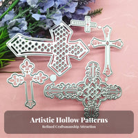 5 Pieces Cross Cutting Die Set Carbon Steel Cross Shape Craft Die Intricate Crafted Metal Cutting Dies for Crafters, Seasonal Crafts