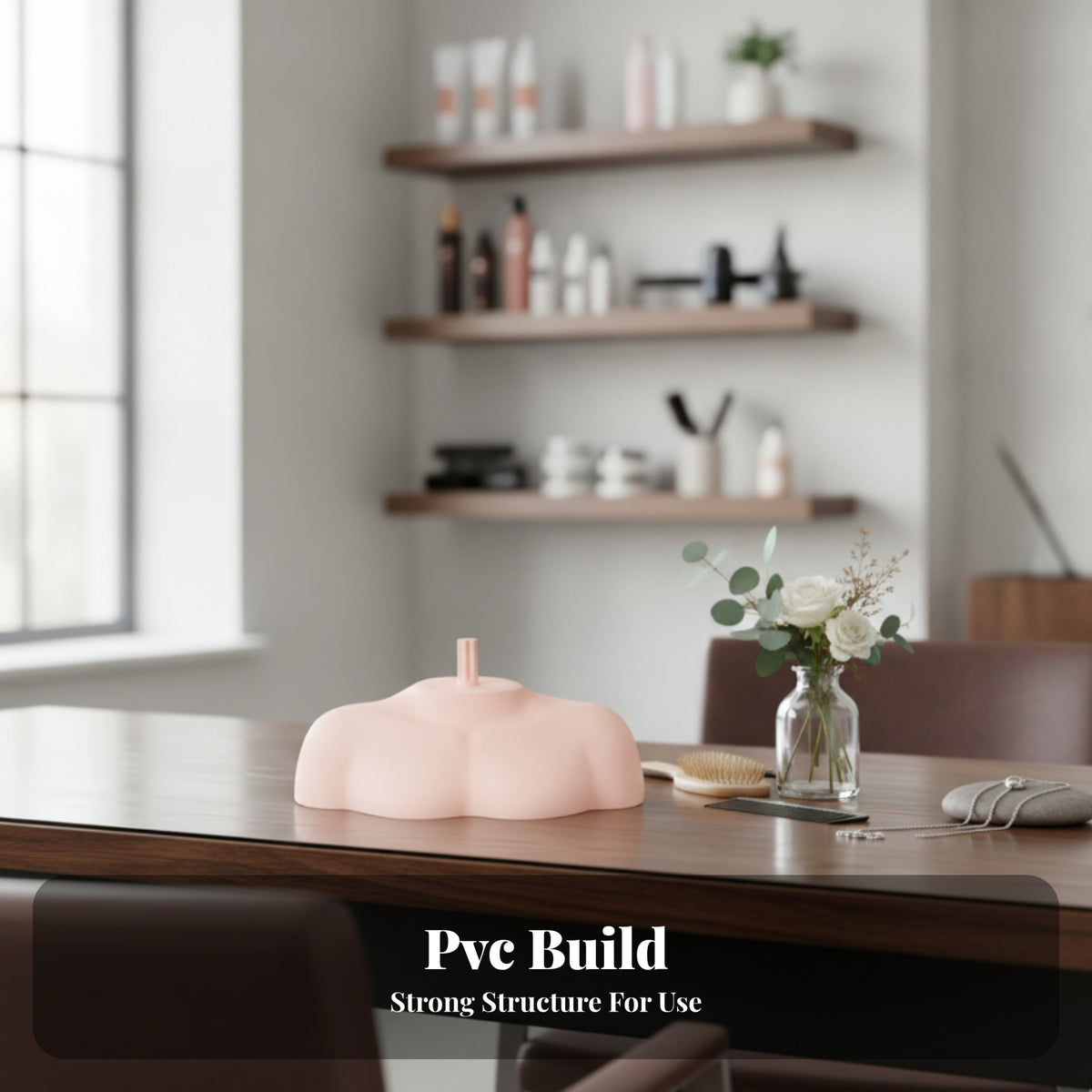 Neck Mounting Post Hairdressing Mannequin Bust Molded Surface Hairpiece Display Bust Flesh-Toned Mannequin Head with Shoulders Smooth