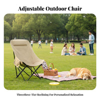 Detachable Leg Rest Adjustable Moon Seat with Footrest Includes Carrying Bag Reclining Camp Chair with Footrest Breathable textile Folding Lounger sturdyDuty for Beachand travelersers, Families, Camping, Fishing, outdoor meal, outdoor meals