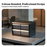 Removable Divider Transparent-Front Drawer Cabinet Black Plastic Drawer Cabinet