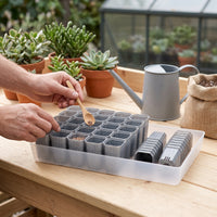 Translucent Gray Plastic Succulent Planter Pot with Tray and Seedling Tray for Balcony Gardening