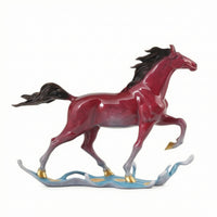 Horse Figurine Ornamental Horse Statue Sculptural Figurine with Undulating Base for Art Lovers, Office