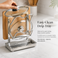 304 Stainless Steel Pot Lid Holder Countertop Kitchen Organizer for Cutting Boards and Utensils