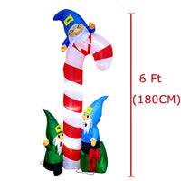 1.8m Christmas Inflatable Elf with Candy Cane Decoration with LED Light for Outdoor Yard Party