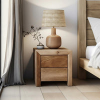 Wabi-Sabi Aesthetic Bedside Nightstand Distressed Finish Side Table Minimalist Design Small Cabinet Single Door Storage for Homeowners, Bedroom, Hotel, Guest Room