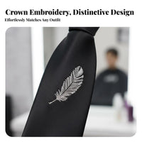 Crown Embroidered Tie Easy to Wear Fastener Necktie Pre-Tied Slim Tie Fashionable Design Pre-Tied Slim Necktie Wrinkle Resistant