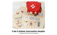 Printed Details   Pretend Doctor-Themed Play Collection Wooden Tones Doctor Play Set for Imitation Care Activities