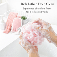 Mesh Loofah and Glove Bath Set for Shower, Exfoliating Scrubber with Long Back Strap for Adults, Blue Accessories