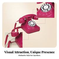 Rotary-Style Landline Phone Decorative Corded Desk Phone Rotary Dial Telephone Classic Antique Design Communication Device