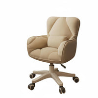 Adjustable Height Upholstered Swivel Chair 360° Rotation Upholstered Rolling Armchair Soft Padding Office Seating Support for Students, Adults, Teens, Dormitory, Study Room, Bedroom, Vanity Area