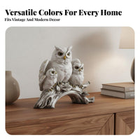 Resin Feathered Creature Statue Creative Design Resin Feathered Creature Sculpture Owls on Branch Sculpture Hand-Painted