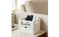 Remote Organizer with Drawer Rectangular Remote Control Holder with Drawer Multifunctional Wooden Organizer for Bedside Table