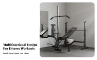 Multi-Functional Weight Bench with Squat Rack Space Saving Adjustable Squat Rack with Bench Heavy Duty All-in-Integrated Home Gym Anti-Slip Feet for Men, Bodybuilders