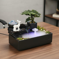 Peaceful Atmosphere Desktop Water Fountain Atomizer Mist Feng Shui Fountain Portable LED Light Water Feature Air Humidifying for Office, Tea Room