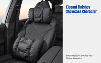 Round Car Headrest Pillow, Anti-Stain Leather, Ergonomic Lumbar Support, Pad Set, Universal Fit