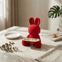 Tray Holding Hare Figurine Red Seated Hare Figurine Modern Seasonal Decoration