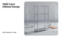 Stainless Steel Storage Rack Anti-Rust Stainless Steel Kitchen Rack Sturdy and Hard-Wearing Multi-Tier Utility Shelf for Renters, Office, Garage