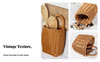 Retro Design Ginger Garlic Storage Basket Rustic Charm Imitation Rattan Storage Basket Space-Saving for Cooks, Pantry, Bathroom, Dining Room