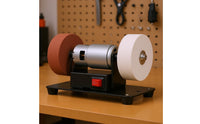 Metal Housing Two-wheelWheel Bench Grinder Black Base Electric Bench Grinder Multi-Purpose Benchtop Sander Red Switch for Workbench