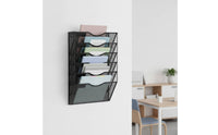 Wall File Organizer Slanted Wall Organizer with 5 Tiers Mesh Document Holder Space-Saving for Professionals, Office, Classroom