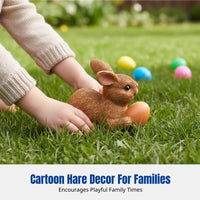 Resin Bunny Oval Holder, Easter & Halloween Garden Decor, Cute Home Party Decoration