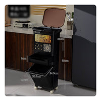 Kitchen Trash Bin with Drawer Slim Cabinet Trash Can with Wheels Space-Saving