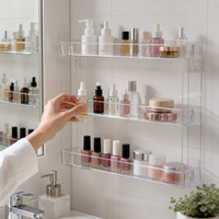 Multi-Layer Wall-Mounted Acrylic Cosmetic Organizer for Nail Polish and Skincare