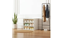 Folding Shoe Storage Box Foldable Design Stackable Shoe Organizer Installation for Entryway, Closet, Bedroom