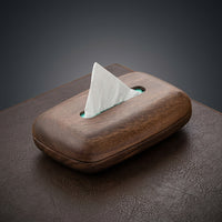 Tissue Box for Home Office and Living Room, Black Walnut Wood Tissue Holder with Hinged Lid, Solid Wood Facial Dispenser, Rectangular Design