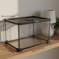 Glass Reptile Terrarium Anti-Prevent Transparent Reptile Enclosure Top Ventilation Amphibian Breeding Box for Hobbyists, Desktop