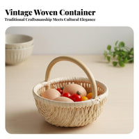 Wicker Storage Bin With Handle Round Wicker Basket Multi-Purpose for Gift Givers