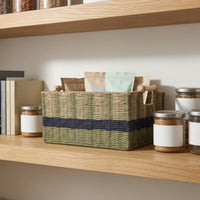 Woven Paper Rope Storage Basket Handmade Storage Basket with Handles Sturdy for Countertop, Kitchen