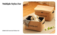 foldable Lidded Box Large Capacity Lidded textile container particlesresistant for Under Bed