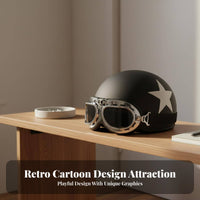 Sun Visor Half Helmet 3C Certified Retro Helmet Impact Resistant Secure Headwear for Women, Men, Commuting