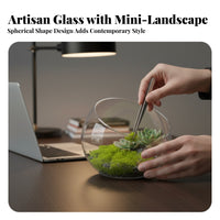 Micro Landscape Container High Transparent Nature Slant Cut Glass Bowl Creative Design Angled Mouth Glass Planter for Indoor Gardeners, Desktop