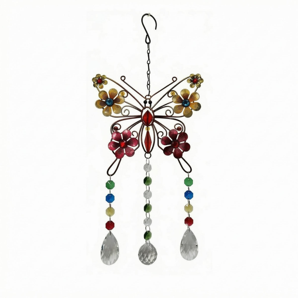 Faceted Beads Crystal Butterfly Suncatcher Floral Accents Butterfly Sun Catcher Multicolored Rainbow Creator Ornament Teardrop Pendants