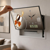 Hydraulic Lift Meter Box Decorative Painting with Clock for Living Room