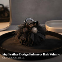 Feather Grip Fastener Elegant Exotic Feather Fastener Soft Hair Jaw Stylish Versatile for Women, Special Events