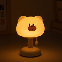 Cordless Animal Night Light with Pull Cord Dimmable Silicone Nursery Lamp Portable Rechargeable Desk Lamp Cute for Children, Toddlers, Baby, Bedroom