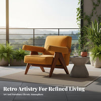 Solid Wood Frame V-Leg Armchair Wabi-Sabi Aesthetic Single Sofa Designer Design Lounge Chair Century-Century Modern for Interior Designers, Office Workers, Living Room, Balcony, Reading Nook, Bedroom