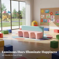 Child-Safe Design Upholstered Low Sofa Anti-Collision Waiting Area Bench Easy to Clean children's Furniture for Parents, young children, School Administrators, Kindergarten, Early Education center, Lobby, Playroom