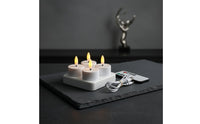 Flickering Effect LED Tea Light Set with Charging Base No Dripping Melt Rechargeable LED Tea Lights Safe Flameless Candle Set with Wireless Controller Timer Function for Christmas, Home Decor, Wedding, Restaurant