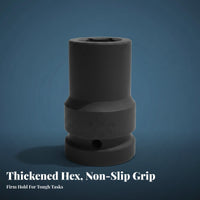 Chrome-Molybdenum Steel 1 Inch Drive Shock Socket Industrial Grade Pneumatic Wrench Socket Head Heat Treated Resistant for Truck Technicians, Mechanics, Auto Repair Professionals, Tire Changing, Garage, Workshop, Construction Site