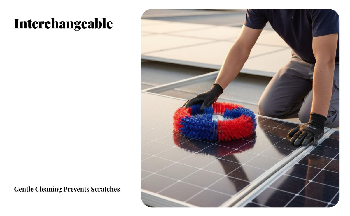 Replaceable Solar Panel Cleaning Brush Scratch-Clear Electric Solar Panel Cleaning Brush Resistant Electric Scrubber Replacement Head Easy Installation for Professional Cleaners, Maintenance Workers, Homeowners