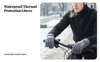 Fleece Lined Gloves Water Resistant Fleece Lined Thermal Gloves Elastic Cuff for Cyclists, Cold Weather, Driving