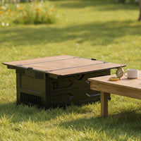 Outdoor Storage Crate with Wood Lid Portable Foldable Bin Stackable Foldable Organizer for Journeyers