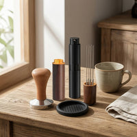 4 Pieces Coffee Tamping Kit Stainless Steel Espresso Prep Set with Mat Coffee Professional Tool Set with Tamper Ergonomic