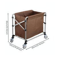 Removable Bag Collapsible Linen Trolley Large Capacity Foldable Laundry Cart Heavy Duty Rolling Laundry Hamper Silent Wheels for Housekeepers, Janitors, Hotel, Commercial, Hospital, Laundromat