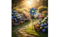 Steel Floral Windmill Colorful Metal Windmill Flower Weather-Resistant Yard Ornament for Villa, Patio