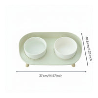 Double Ceramic Feline Bowls Anti-Slip Elevated Feline Bowl Easy to Clean